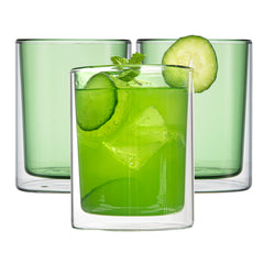 Forma Professional 9 oz Green Glass Tumbler - Double Wall, Borosilicate - 3 1/4