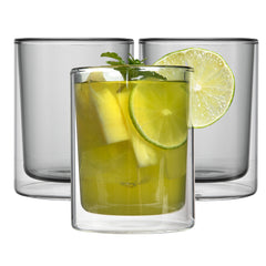 Forma Professional 9 oz Gray Glass Tumbler - Double Wall, Borosilicate - 3 1/4