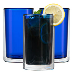 Forma Professional 14 oz Blue Glass Tumbler - Double Wall, Borosilicate - 3 1/4