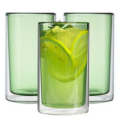 Forma Professional 14 oz Green Glass Tumbler - Double Wall, Borosilicate - 3 1/4