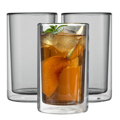 Forma Professional 14 oz Gray Glass Tumbler - Double Wall, Borosilicate - 3 1/4