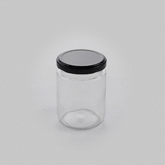 Vetri 8 oz Clear Glass Jar - with Black Metal Lid - 2 3/4