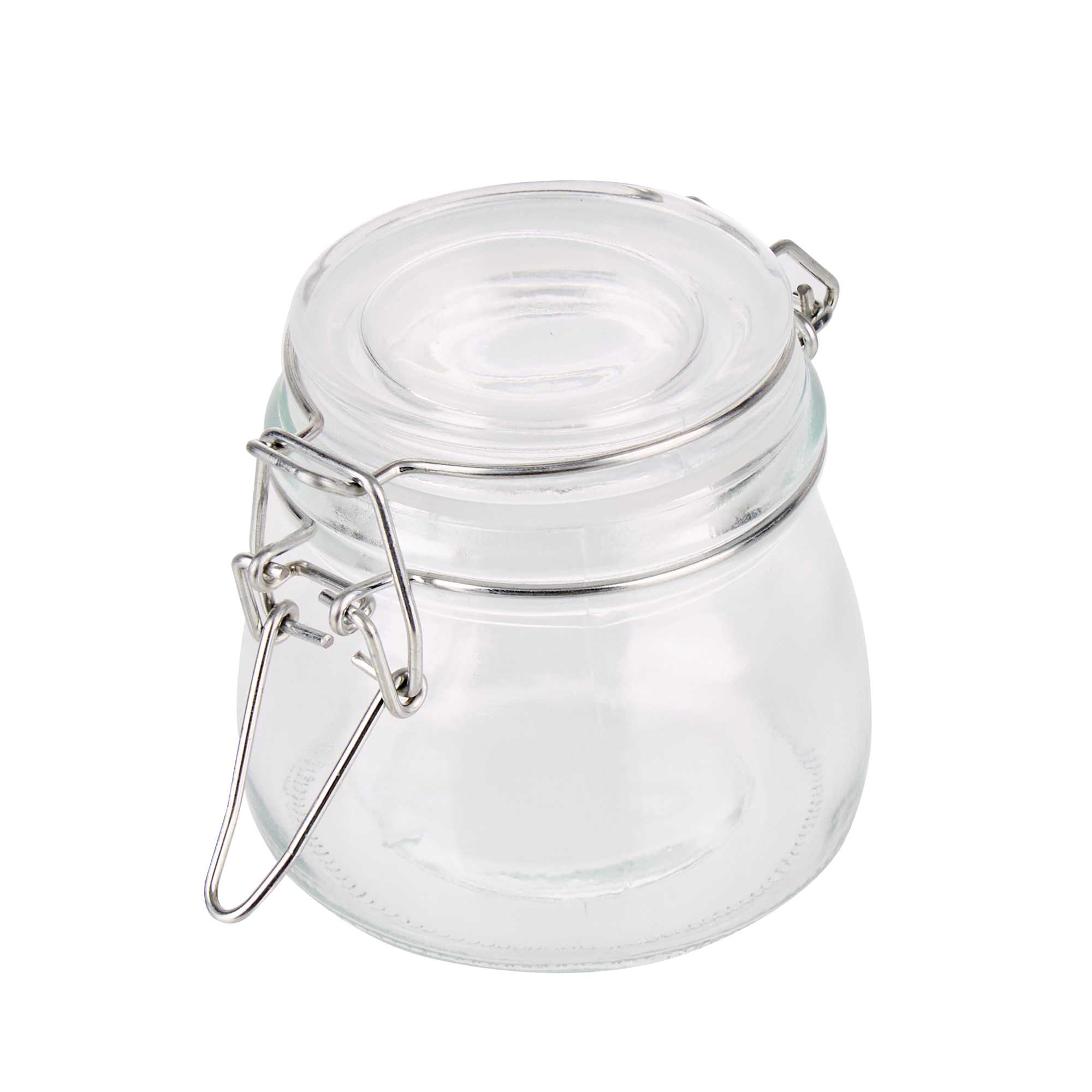 Vetri 5 oz Hinge Top Clear Glass Storage Jar - 48 count box