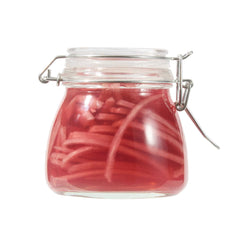Vetri 7 oz Hinge Top Clear Glass Storage Jar - 48 count box