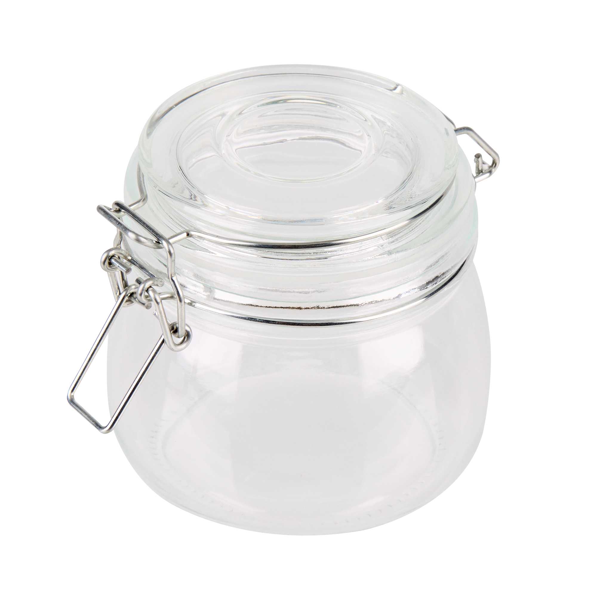 Vetri 18 oz Hinge Top Clear Glass Storage Jar - 24 count box