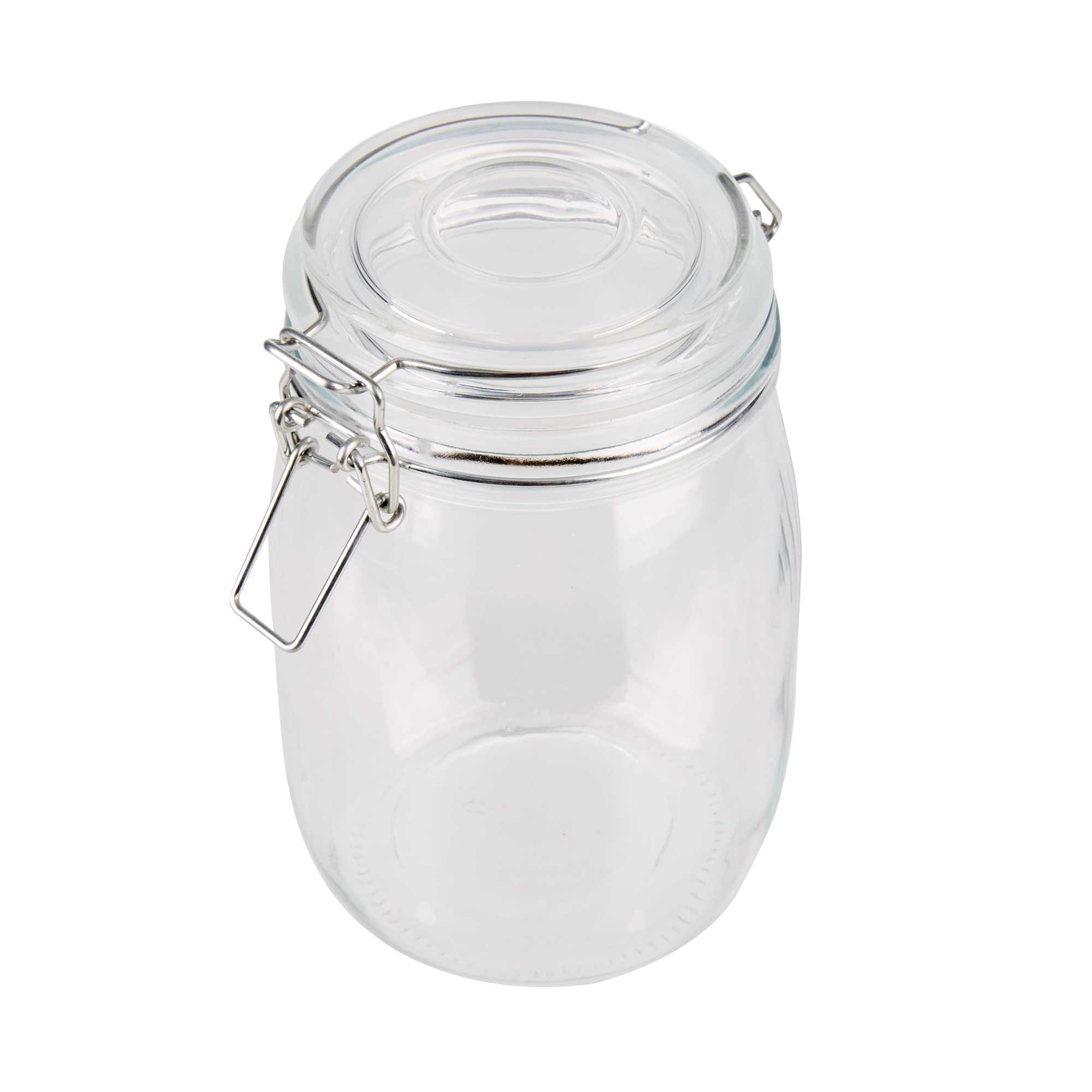Vetri 37 oz Hinge Top Clear Glass Storage Jar - 16 count box