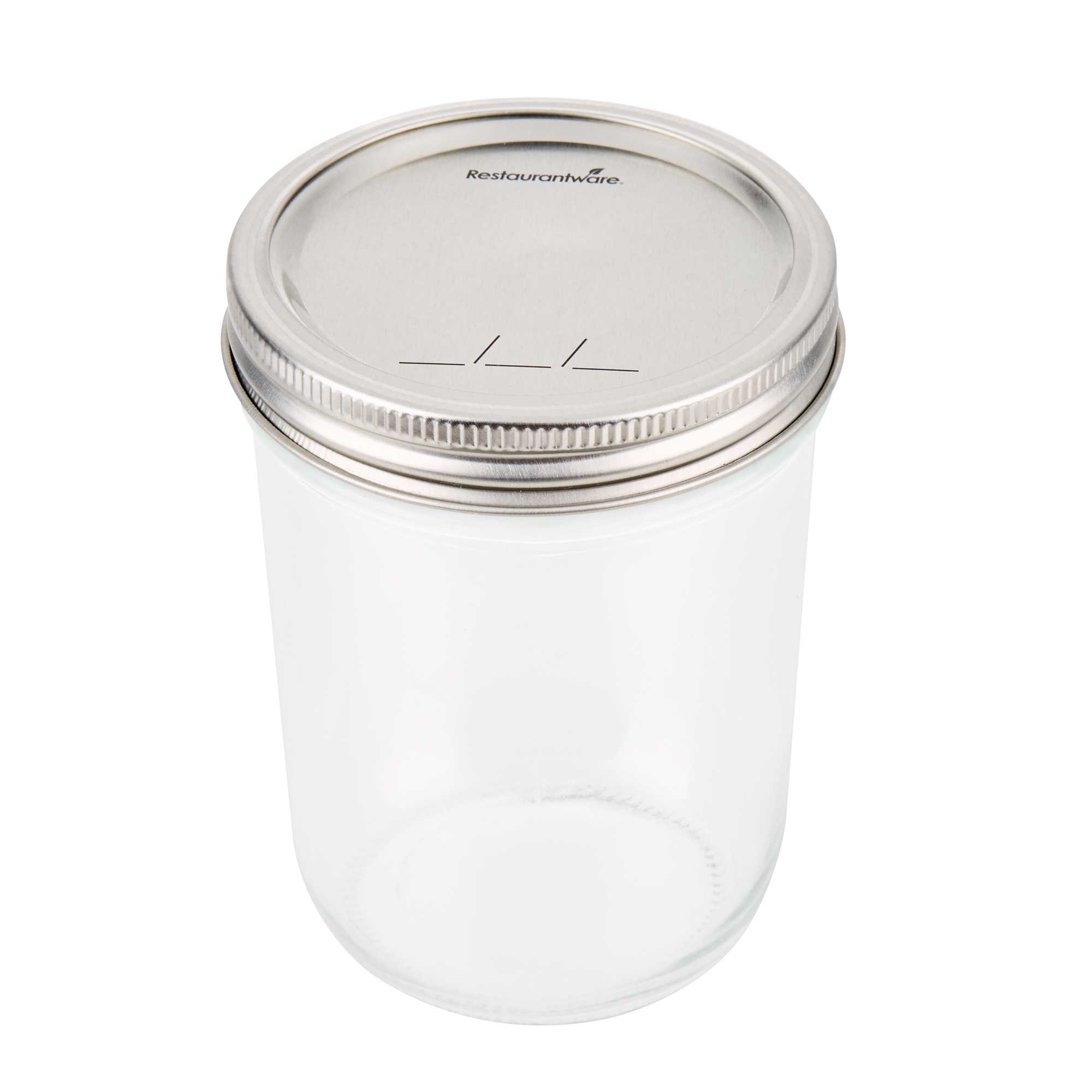 Vetri 15 oz Wide Mouth Glass Canning / Mason Jar - with Silver Metal Lid and Band - 60 count box