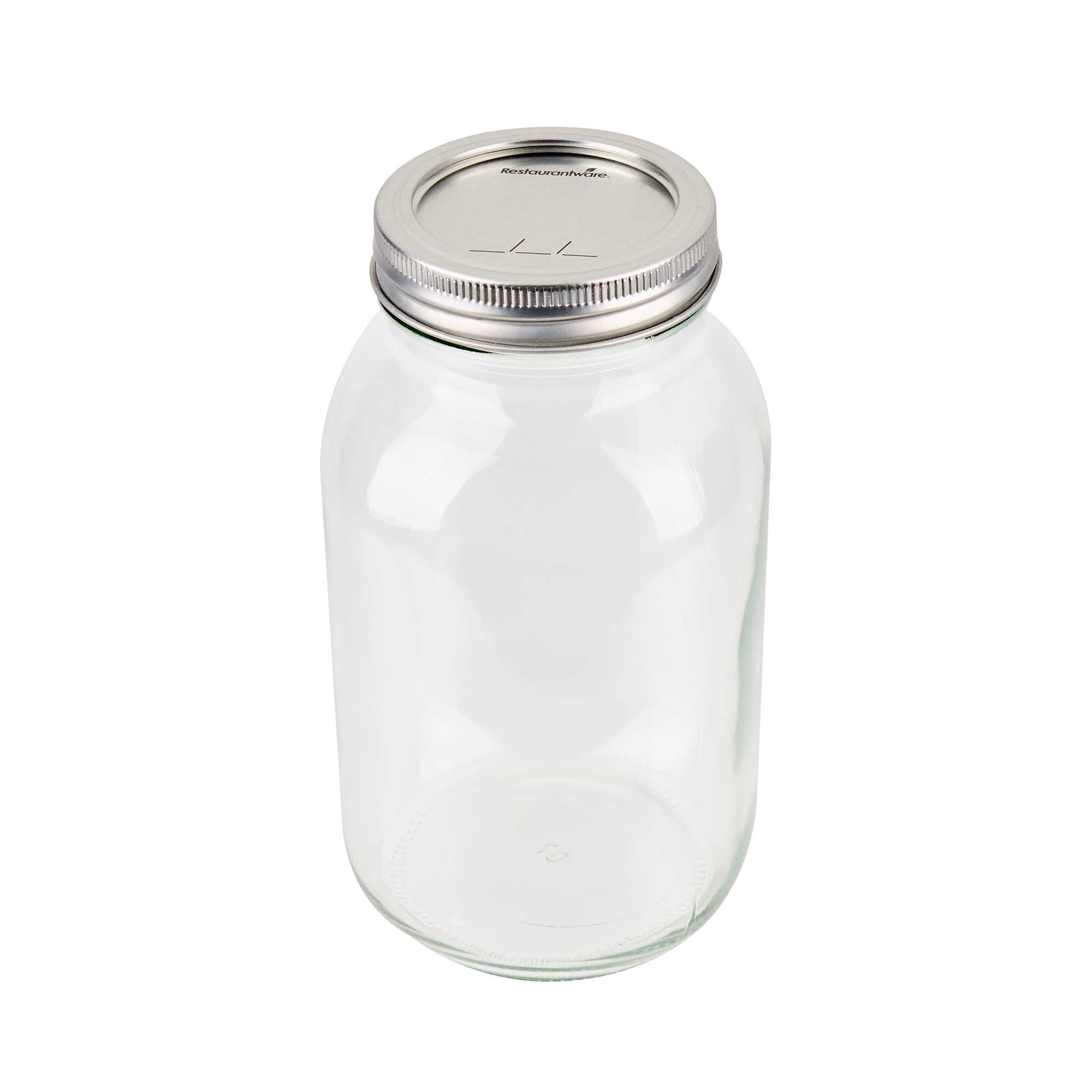 Vetri 32 oz Quart Regular Mouth Glass Canning / Mason Jar - with Silver Metal Lid and Band - 40 count box