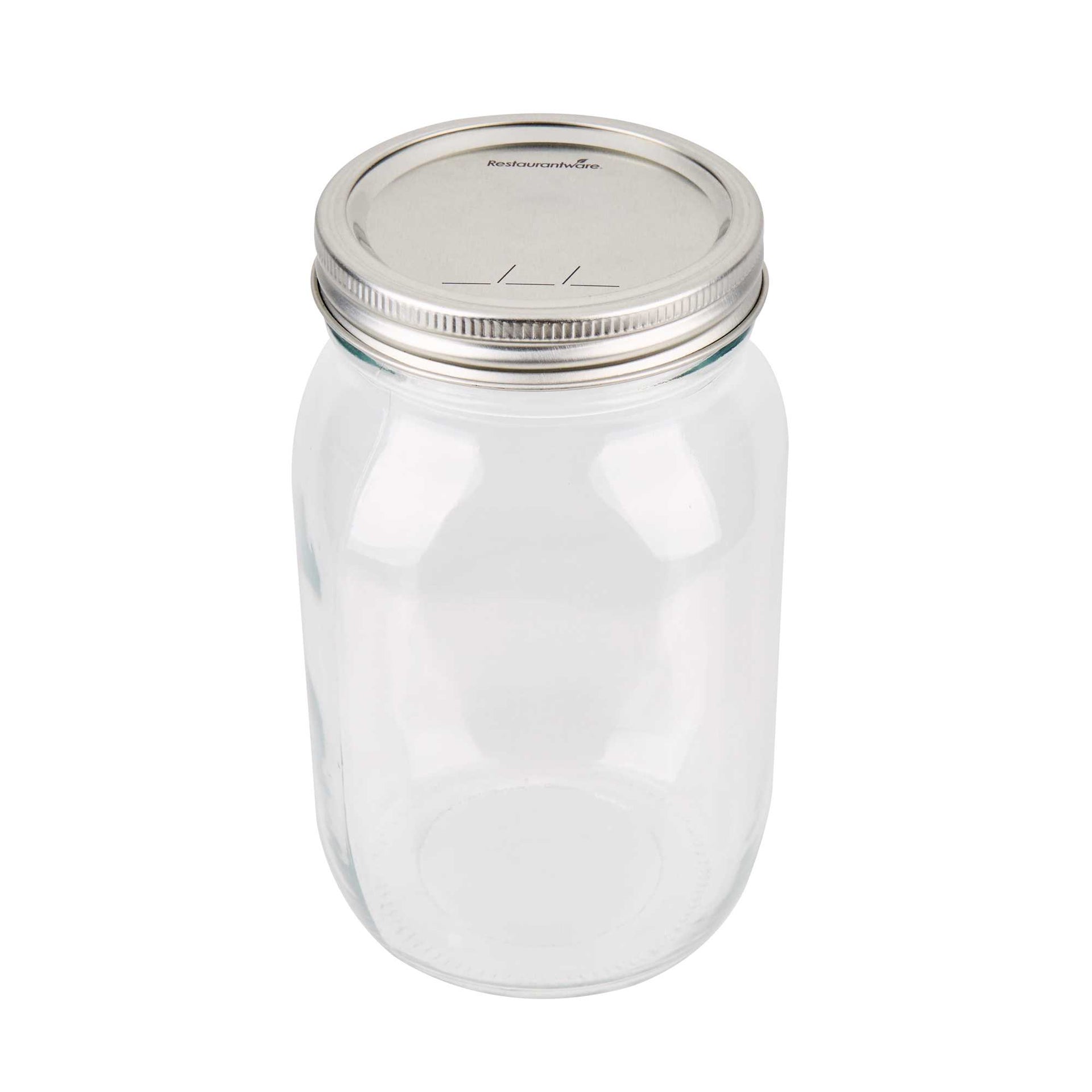 Vetri 36 oz Wide Mouth Glass Canning / Mason Jar - with Silver Metal Lid and Band - 10 count box