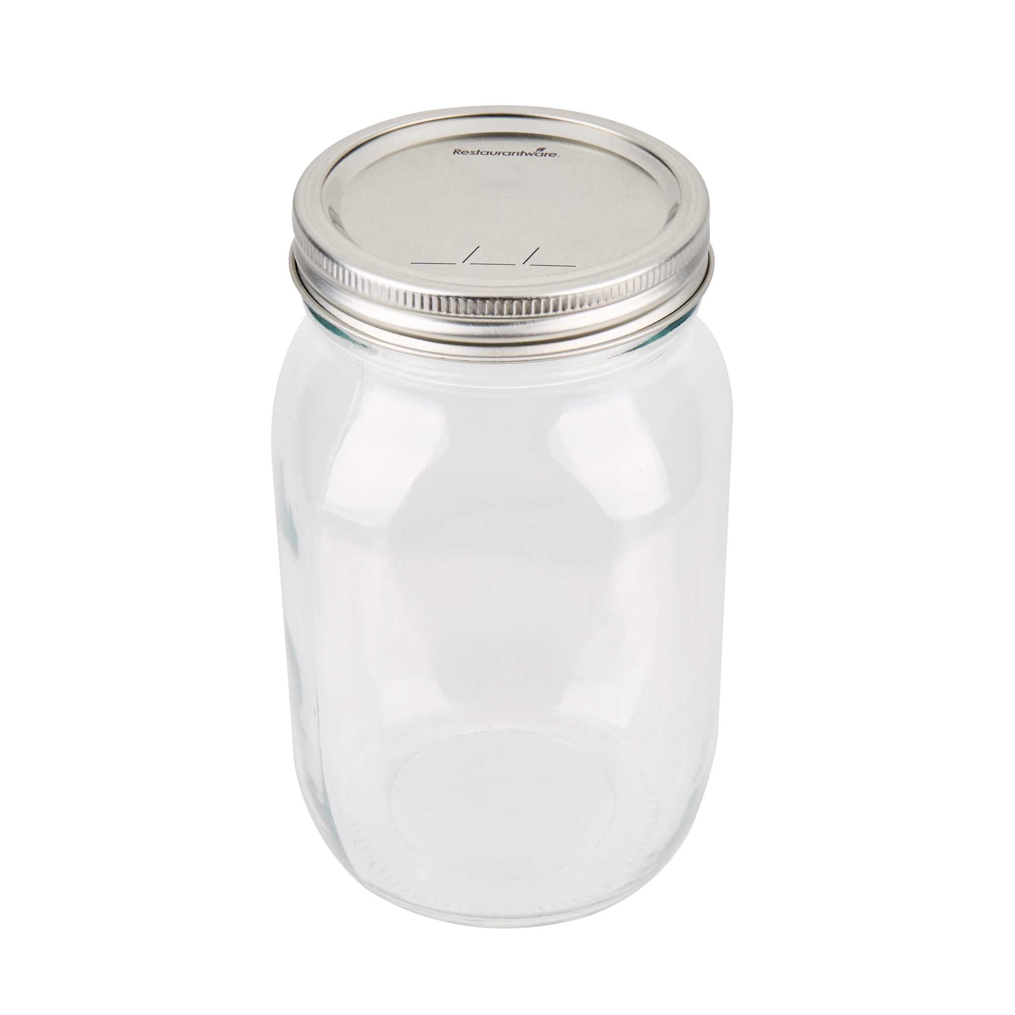 Vetri 36 oz Wide Mouth Glass Canning / Mason Jar - with Silver Metal Lid and Band - 30 count box