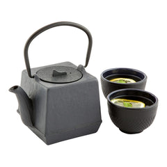 Tetsubin 27 oz Square Black Cast Iron Teapot - 5 1/2