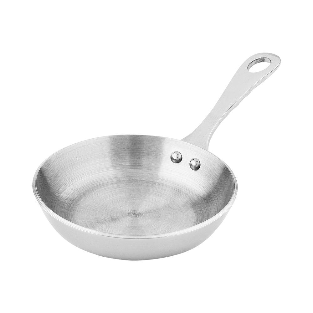 Met Lux Round Silver Stainless Steel Mini Frying Pan - 4" x 4" x 3/4" - 1 count box