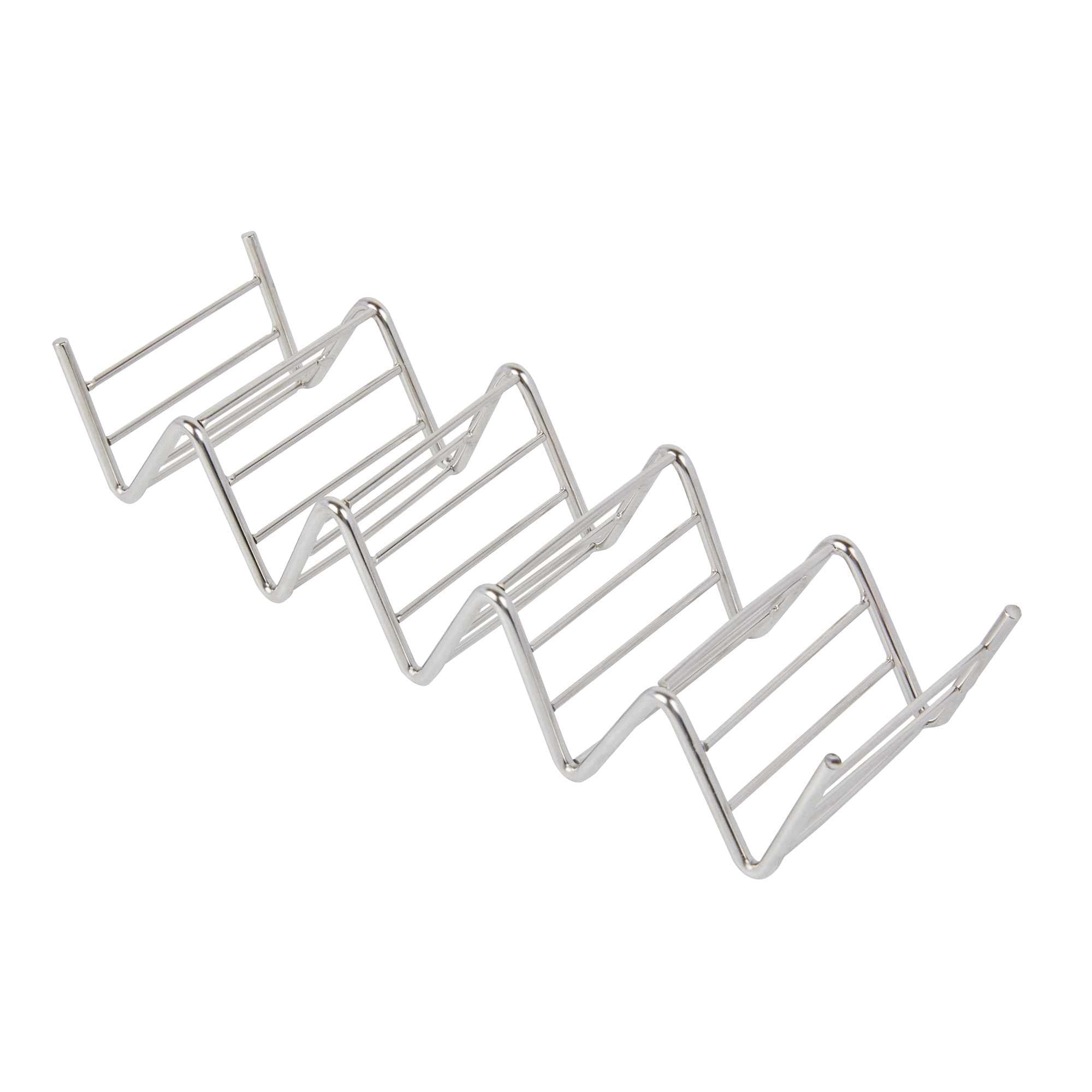 Met Lux Rectangle Silver Stainless Steel Cinque Taco Rack Stand - 5 Tacos - 8 50/4" x 2 1/2" x 1 1/2" - 50 count box