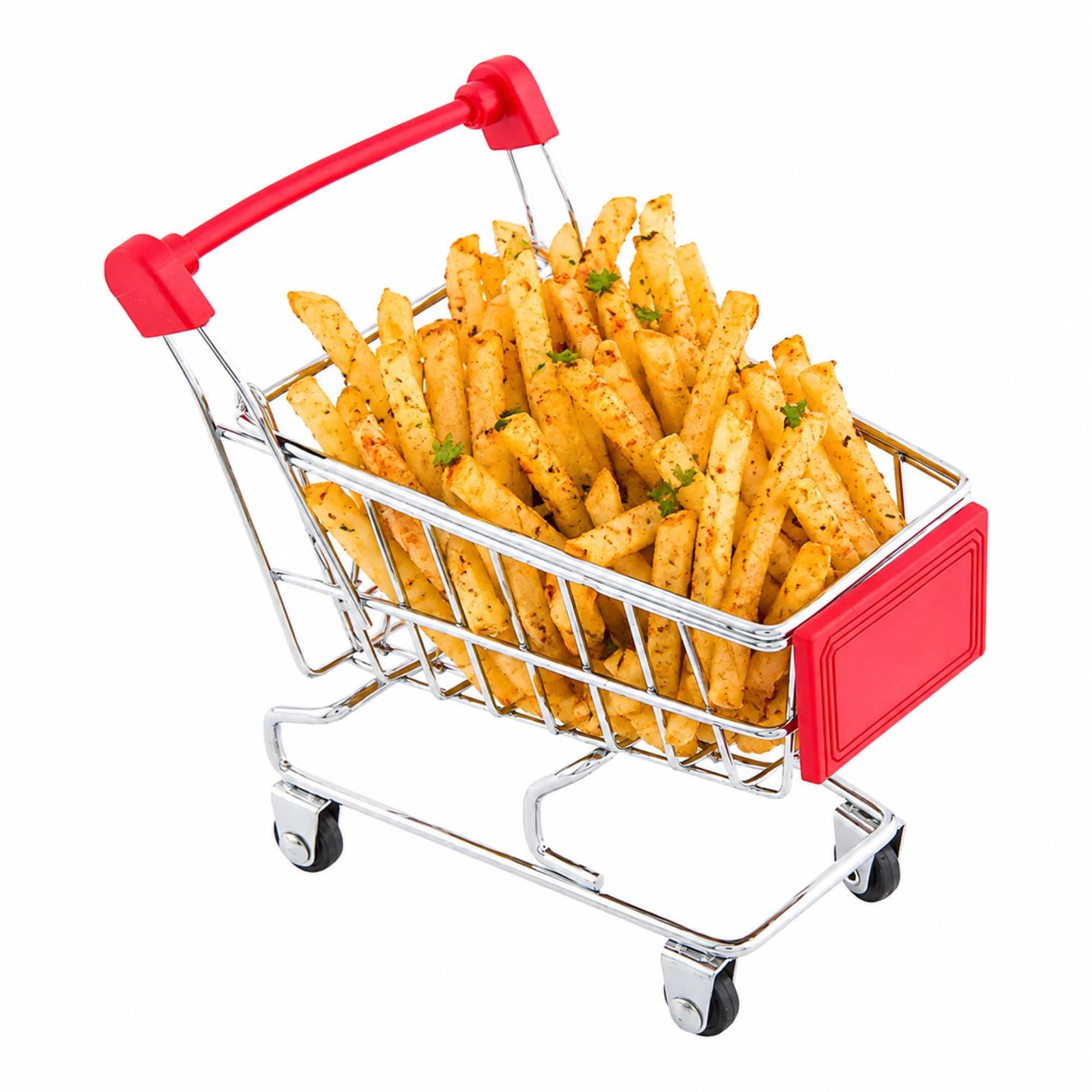 Met Lux Rectangle Silver Stainless Steel Medium Shopping Cart - 5 1/2" x 5 1/2" x 3 3/4" - 1 count box