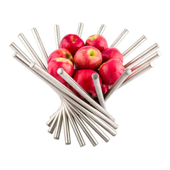 Met Lux Round Silver Stainless Steel Spoked Fruit Basket - 4 3/4
