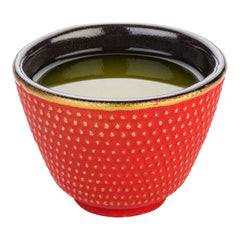 Tetsubin 2 oz Red Cast Iron Tea Cup - Hobnail - 2 1/2