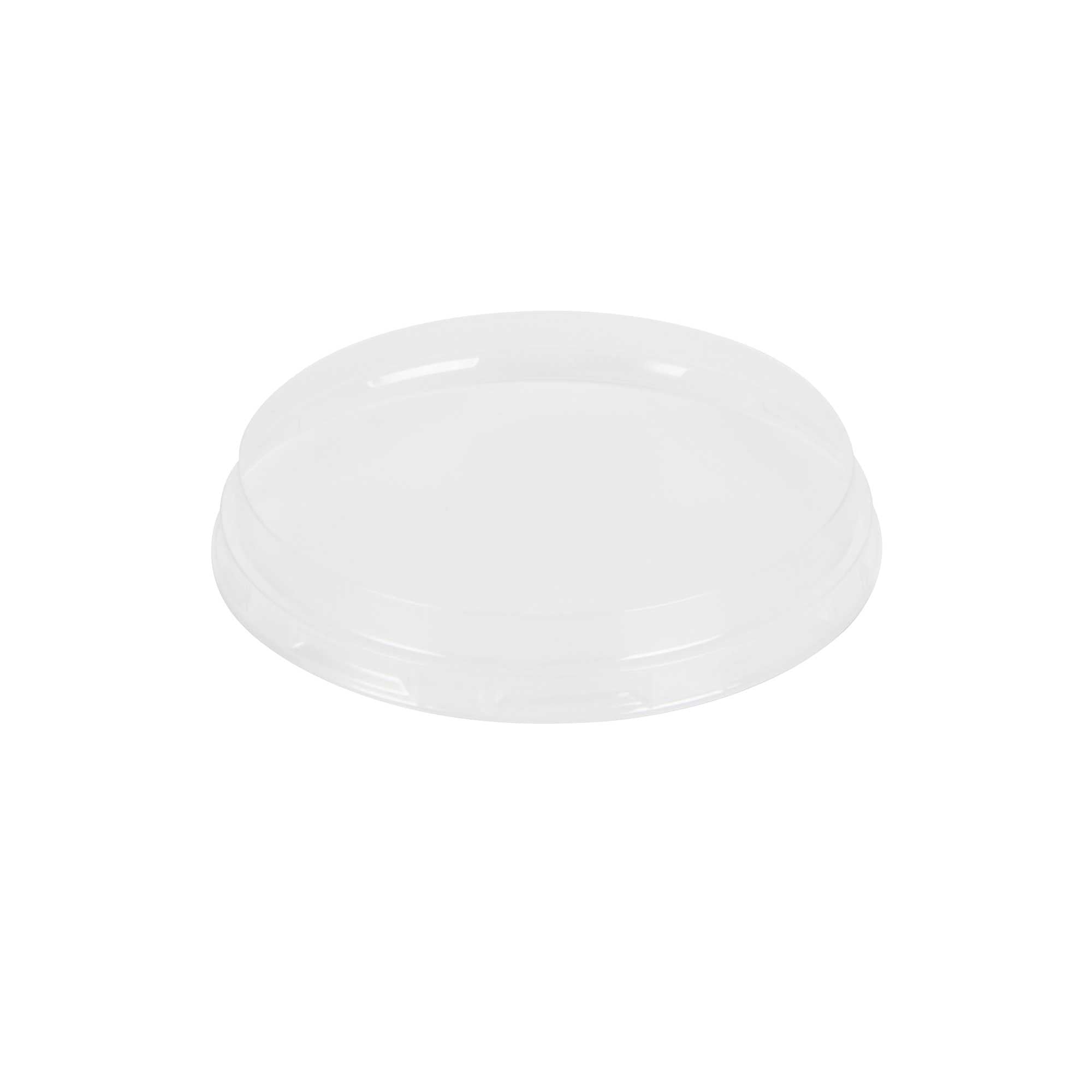 Foil Lux Round Clear Plastic Flat Lid - Fits 4 oz Aluminum Baking Cup - 3 1/2" x 3 1/2" - 100 count box