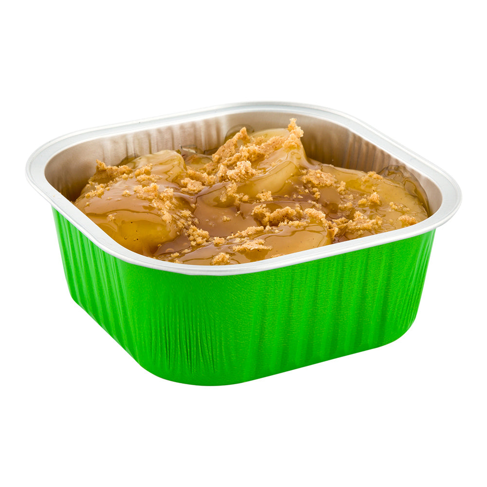 Foil Lux 10 oz Square Lime Green Aluminum Baking Cup - 4 1/4" x 4 1/4" x 1 1/2" - 100 count box