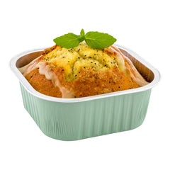 Foil Lux 10 oz Square Pistachio Green Aluminum Baking Cup - 4 1/4