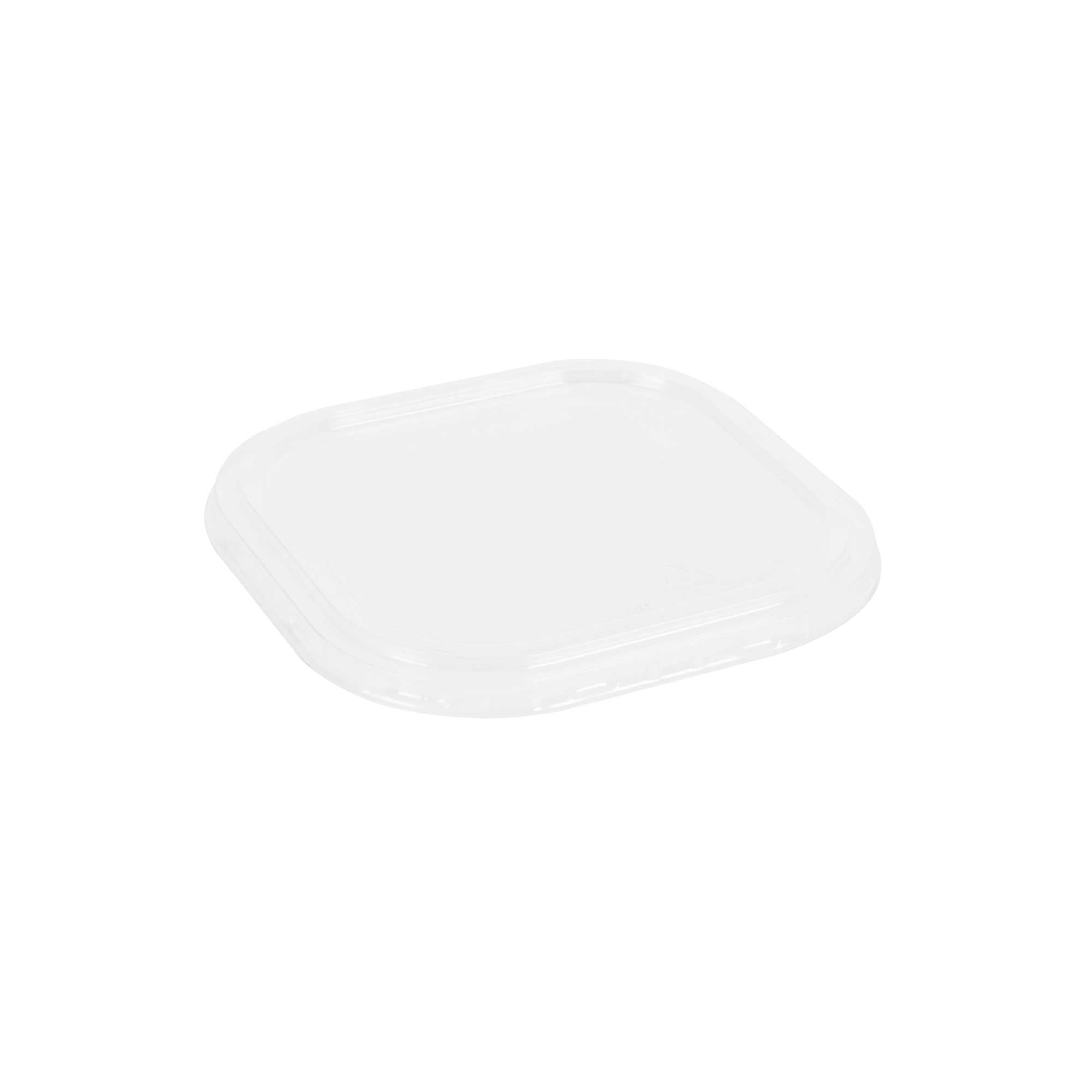 Foil Lux Square Clear Plastic Flat Lid - Fits 10 oz Aluminum Baking Cup - 4 1/2" x 4 1/2" - 100 count box