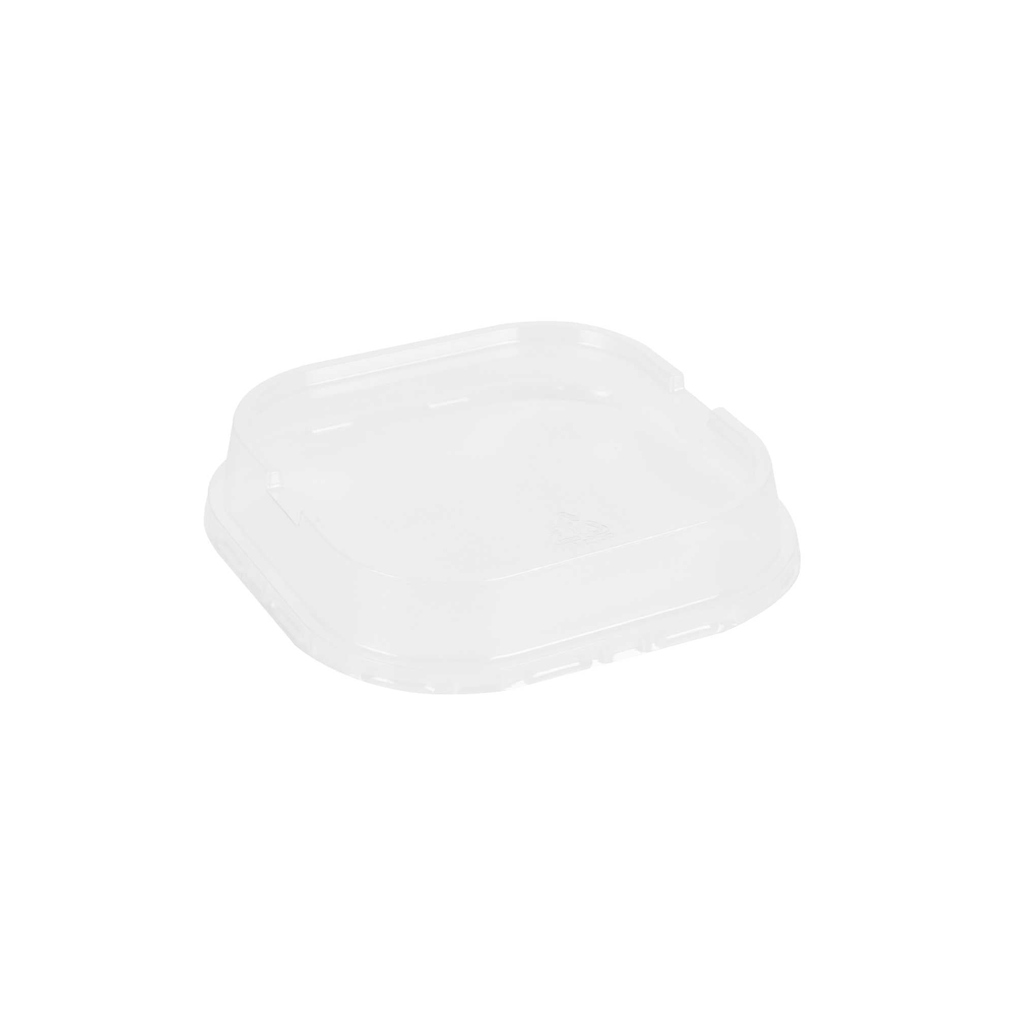 Foil Lux Square Clear Plastic Dome Lid - Fits 10 oz Aluminum Baking Cup - 4 1/2" x 4 1/2" x 1" - 100 count box