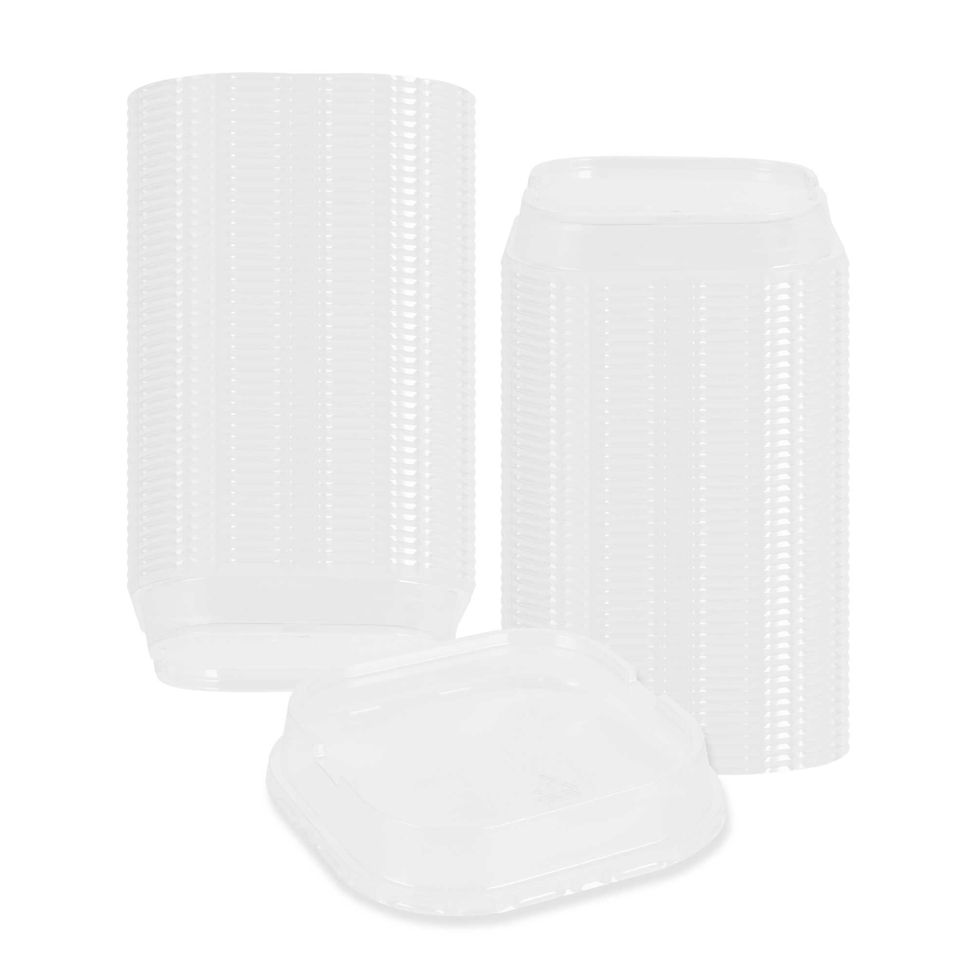 Foil Lux Square Clear Plastic Dome Lid - Fits 10 oz Aluminum Baking Cup - 4 1/2" x 4 1/2" x 1" - 100 count box