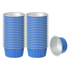 Foil Lux 4 oz Round Blue Aluminum Baking Cup - Lids Available - 3 1/4