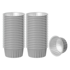 Foil Lux 4 oz Round Gray Aluminum Baking Cup - Lids Available - 3 1/4