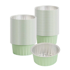 Foil Lux 4 oz Round Pistachio Green Aluminum Baking Cup - Lids Available - 3 1/4