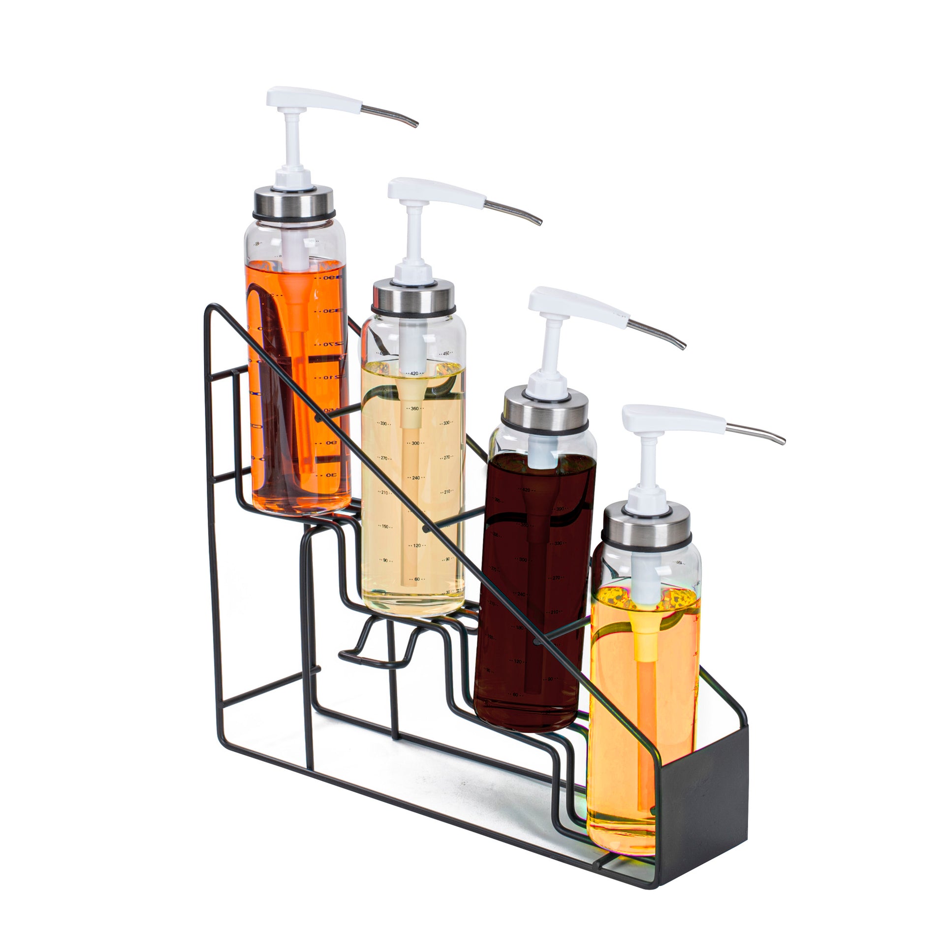 Restpresso Black Iron Bottle Display - 4-Tier - 17" x 4 1/4" x 13" - 1 count box