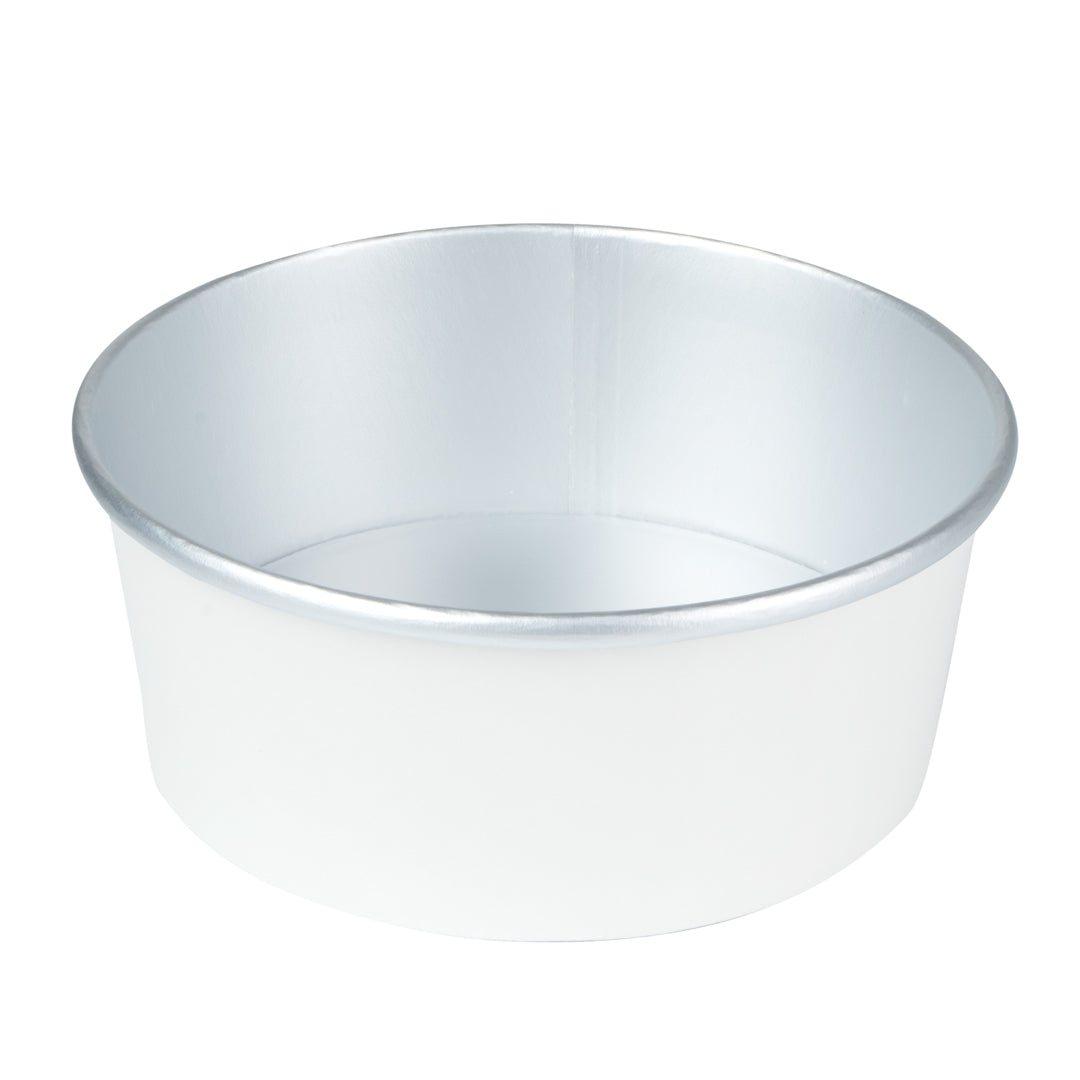 Foil Lux 25 oz White Paper Take Out Container - with Foil Interior - 6" x 6" x 2 1/4" - 50 count box