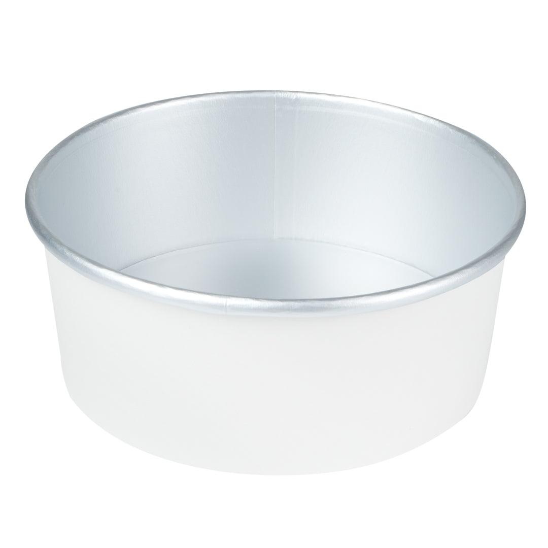 Foil Lux 37 oz White Paper Take Out Container - with Foil Interior - 6 1/2" x 6 1/2" x 2 1/2" - 50 count box