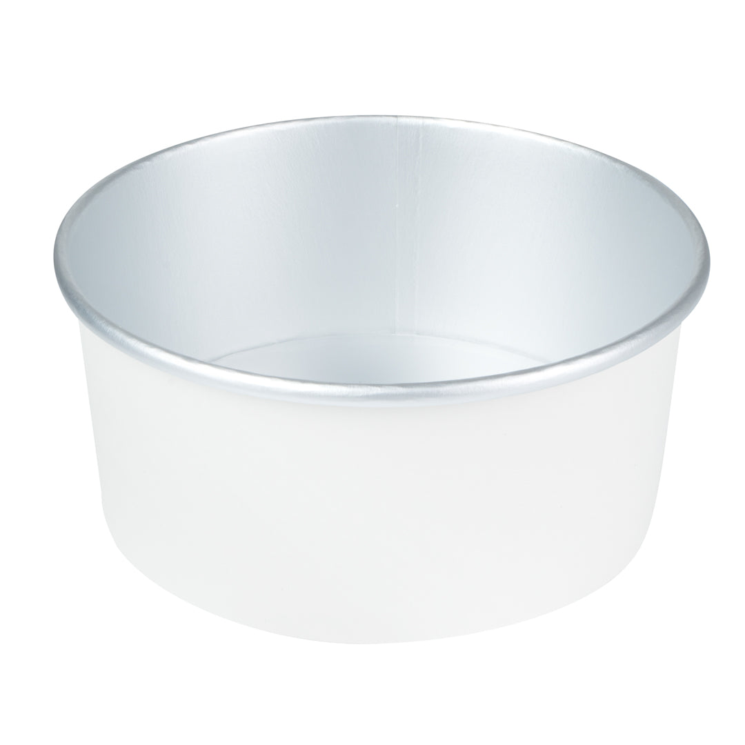 Foil Lux 42 oz White Paper Take Out Container - with Foil Interior - 6 1/2" x 6 1/2" x 3" - 50 count box