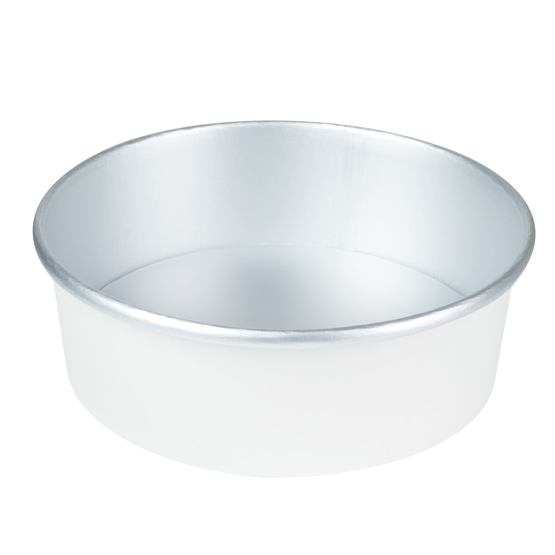 Foil Lux 45 oz White Paper Take Out Container - with Foil Interior - 7 1/4" x 7 1/4" x 2 1/2" - 50 count box