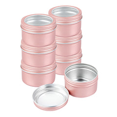 RW Base 4 oz Round Rose Gold Tin Container - with Window Lid - 100 count box
