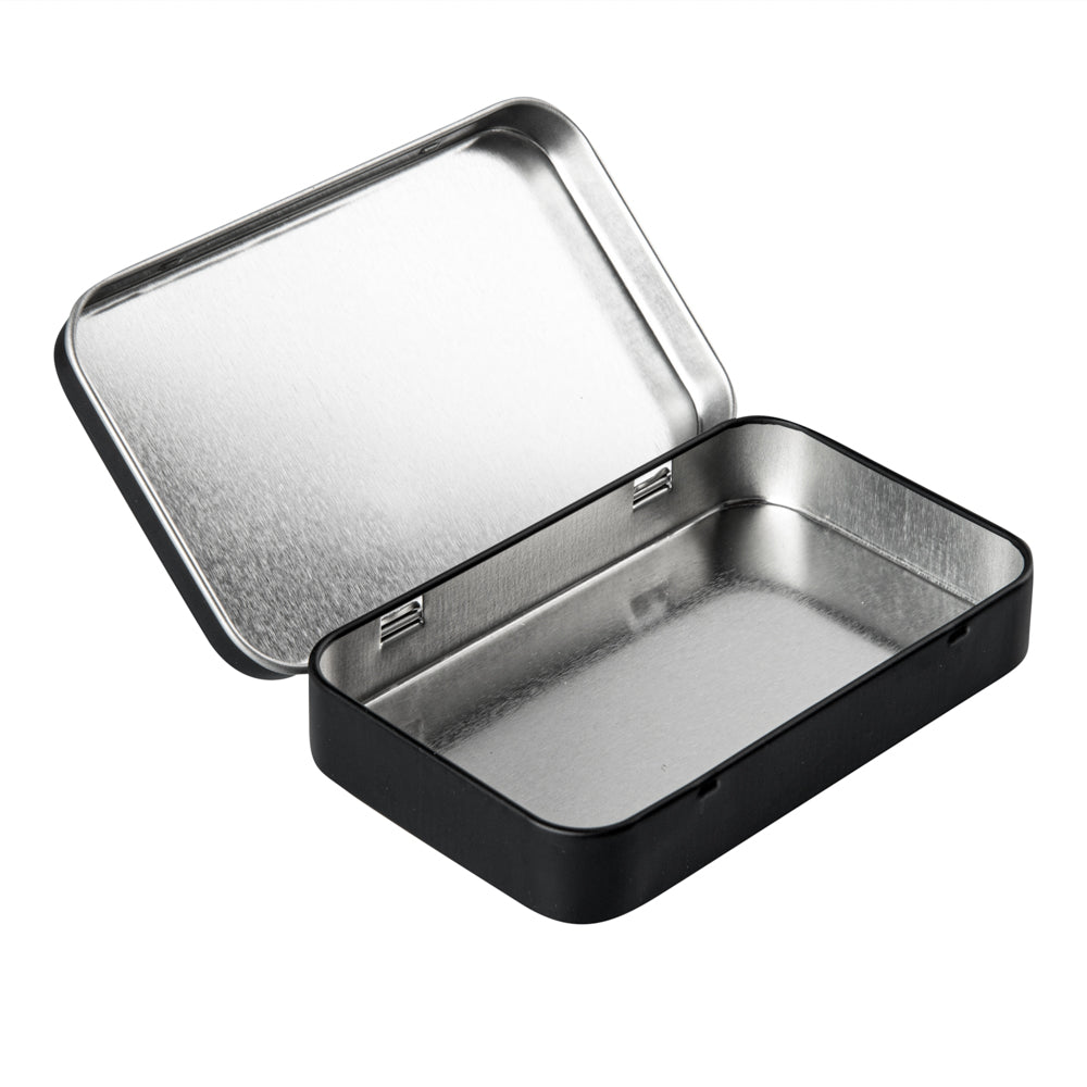 Chef 101 6 oz Rectangle Black Tin Container - with Hinged Lid - 100 count box