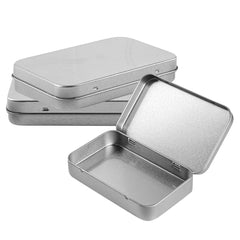 Chef 101 6 oz Rectangle Silver Tin Container - with Hinged Lid - 10 count box
