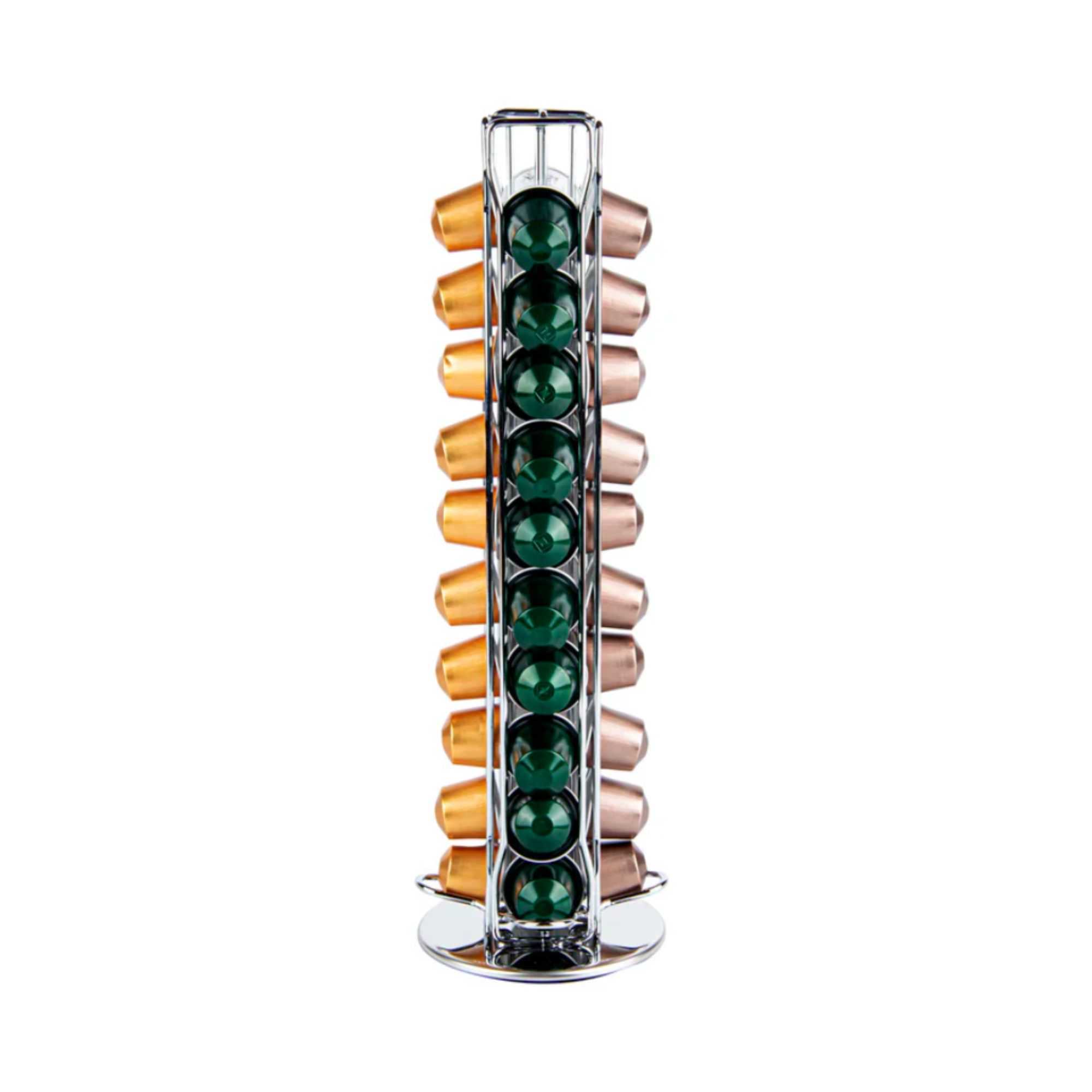 Restpresso Iron Coffee Pod / Capsule Holder - Revolving, Holds 40 Nespresso Capsules - 4 1/2" x 4 1/2" x 14 1/2" - 1 count box