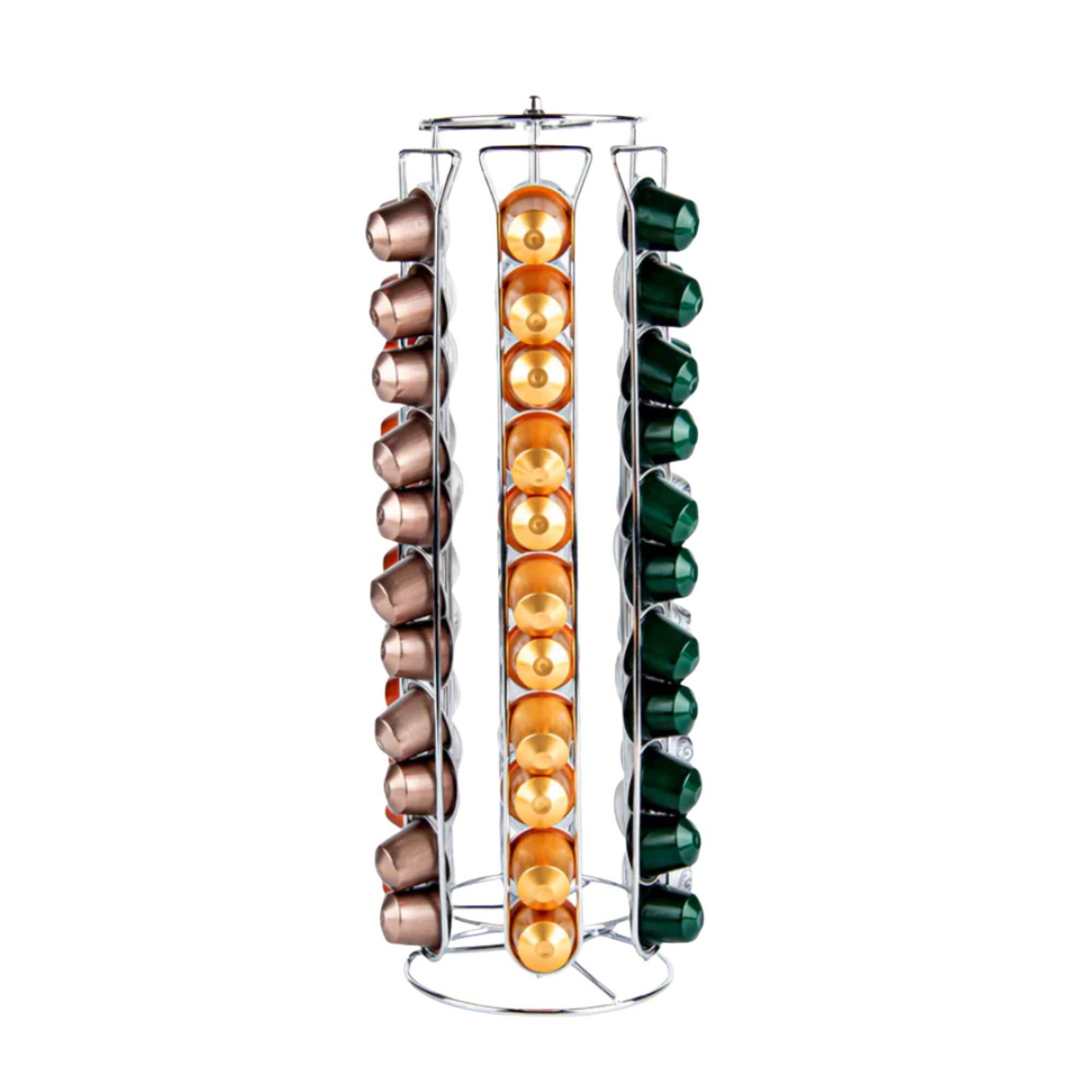Restpresso Iron Coffee Pod / Capsule Holder - Revolving, Holds 60 Nespresso Capsules - 5" x 5" x 16 1/4" - 1 count box