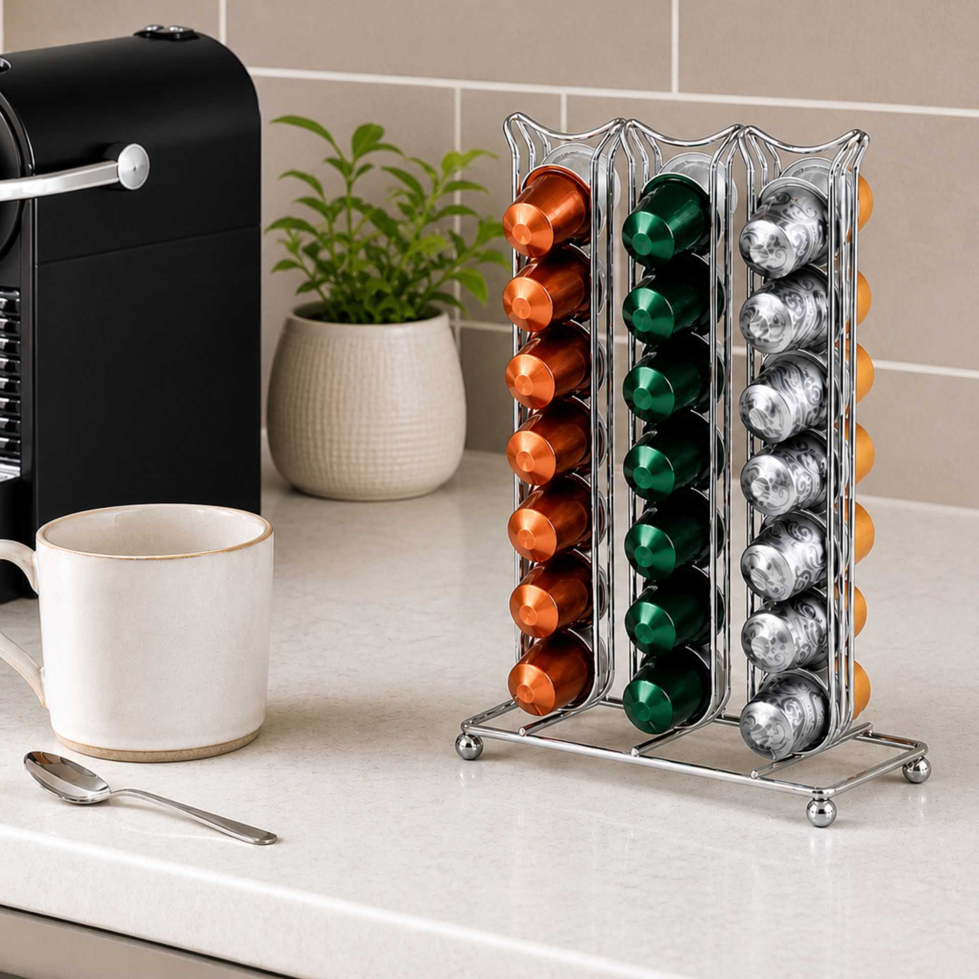 Restpresso Iron Coffee Pod / Capsule Holder - Holds 42 Nespresso Capsules - 6 1/2" x 3 3/4" x 10 1/2" - 1 count box
