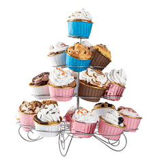 Pastry Tek Iron Cupcake Stand - 4-Tier, Holds 23 Cupcakes - 12 1/2