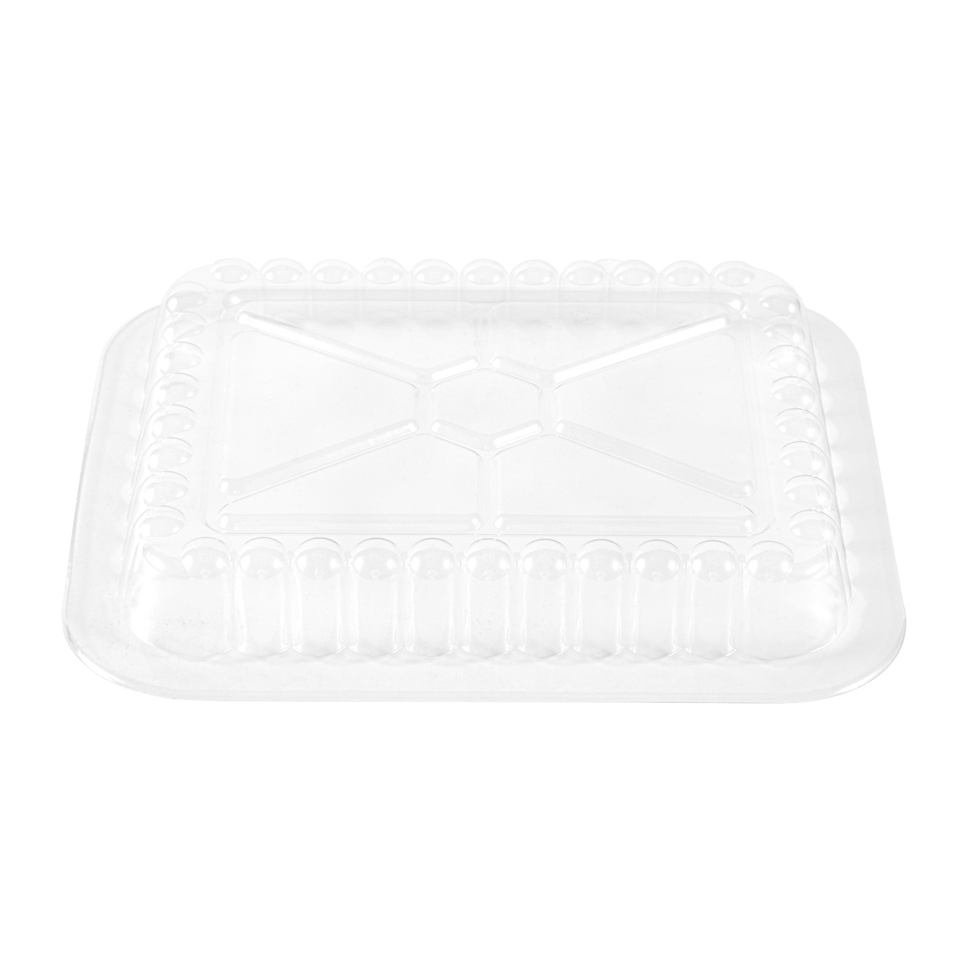 Foil Lux Oblong Clear Plastic Lid - Fits 1 lb Container - 100 count box