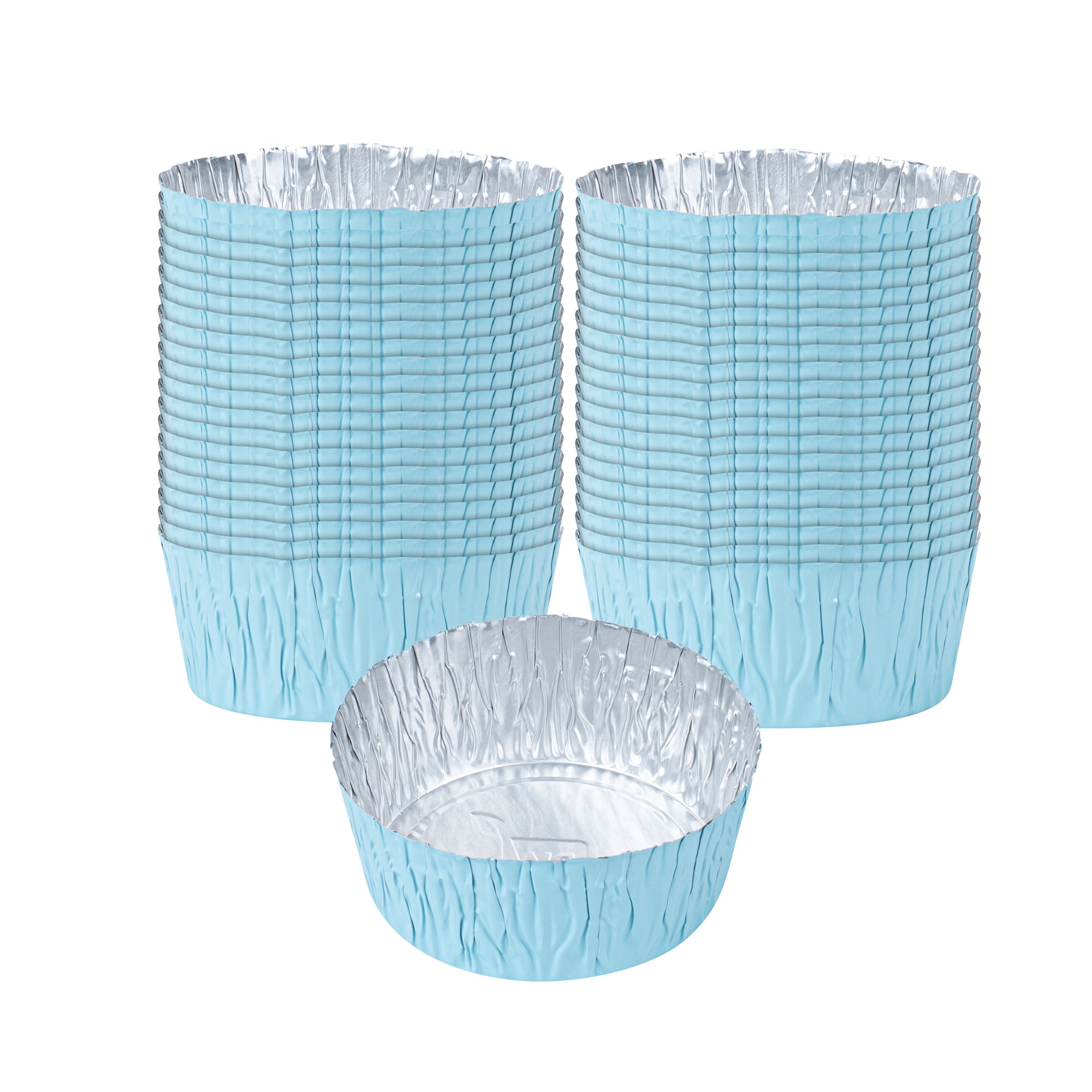 Pastry Tek 3 oz Round Blue Foil Ramekin Cup - 3/4" x 3/4" x 1/2" - 200 count box