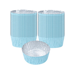 Pastry Tek 3 oz Round Blue Foil Ramekin Cup - 3/4