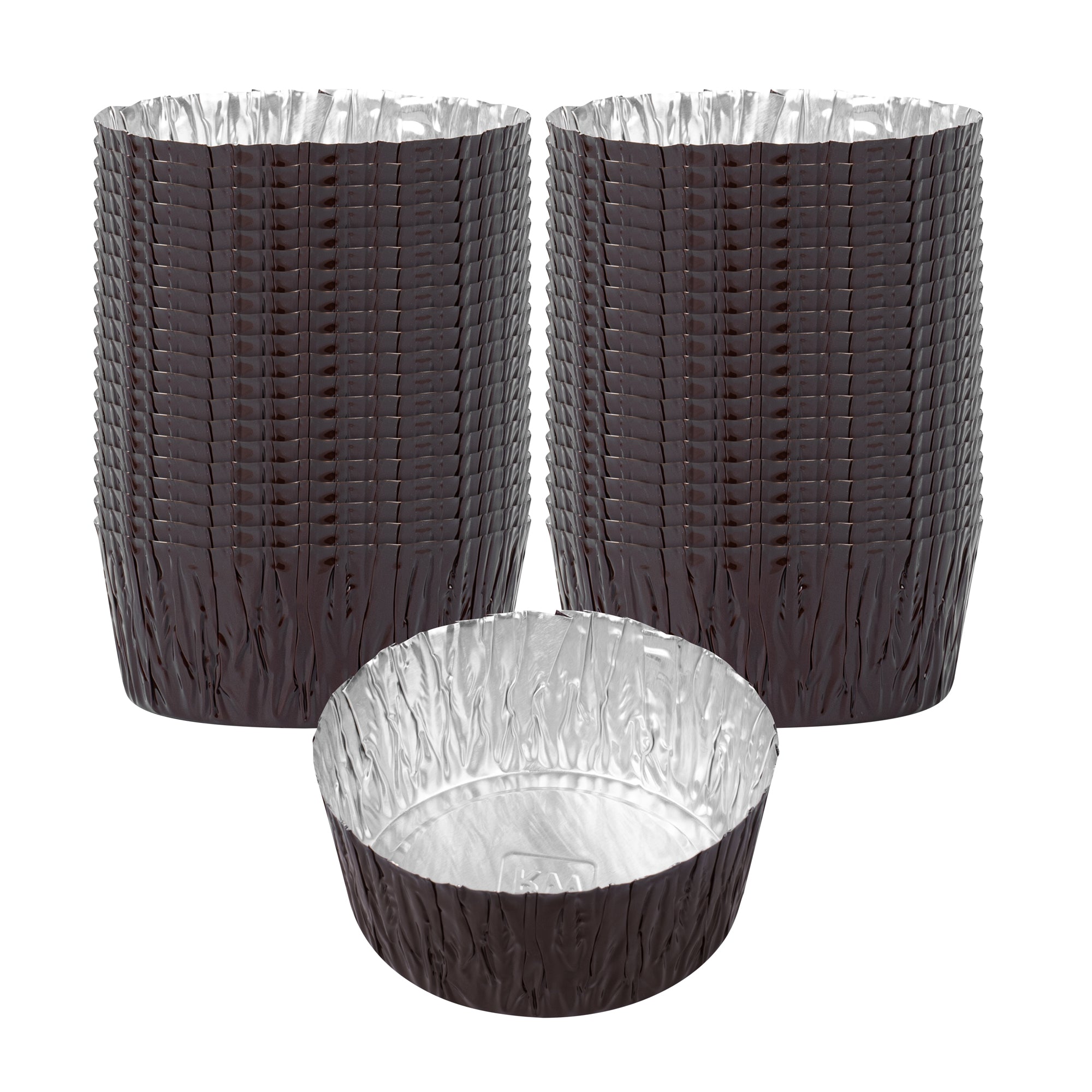 Pastry Tek 3 oz Round Brown Foil Ramekin Cup - 3/4" x 3/4" x 1/2" - 200 count box