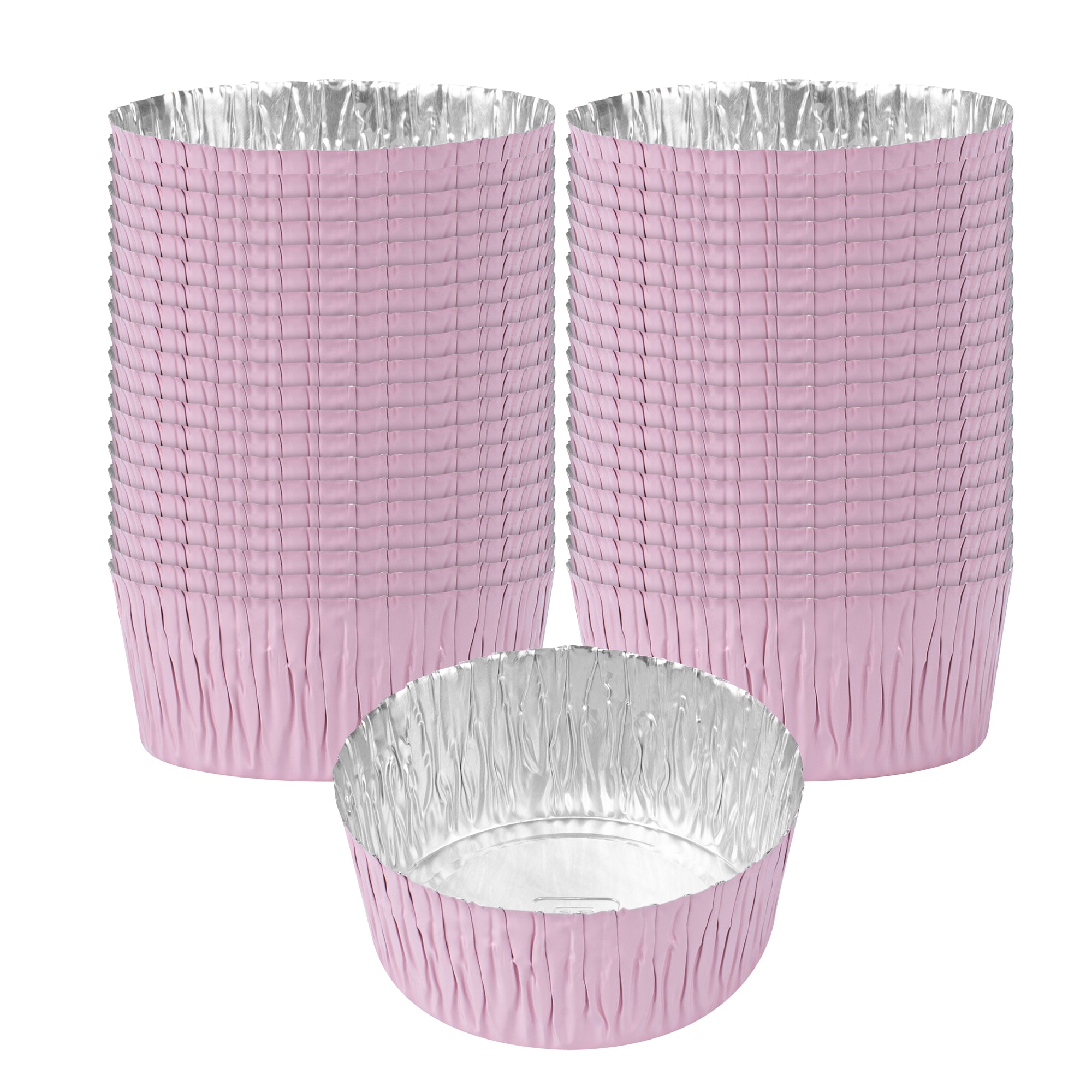 Pastry Tek 3 oz Round Pink Foil Ramekin Cup - 3/4" x 3/4" x 1/2" - 200 count box