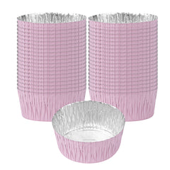 Pastry Tek 3 oz Round Pink Foil Ramekin Cup - 3/4