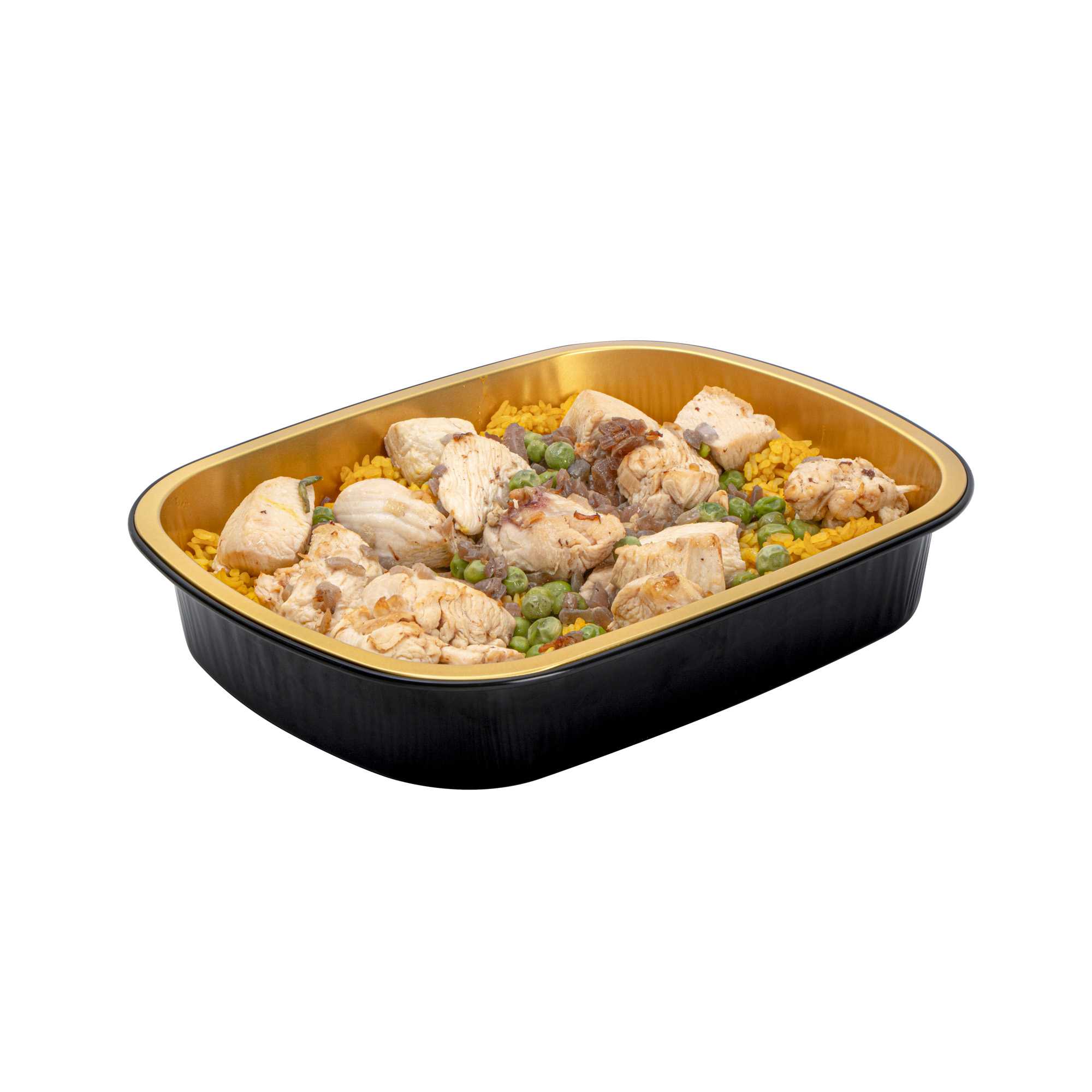 Foil Lux 52 oz Oblong Black and Gold Heavy-Duty Foil Entree / Take Out Pan - Smoothwall - 100 count box