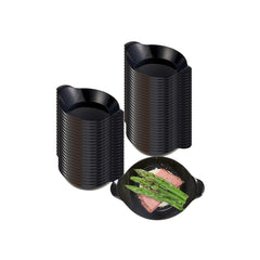 Mini Serve Oval Black Plastic Mini Handled Plate - 3 3/4