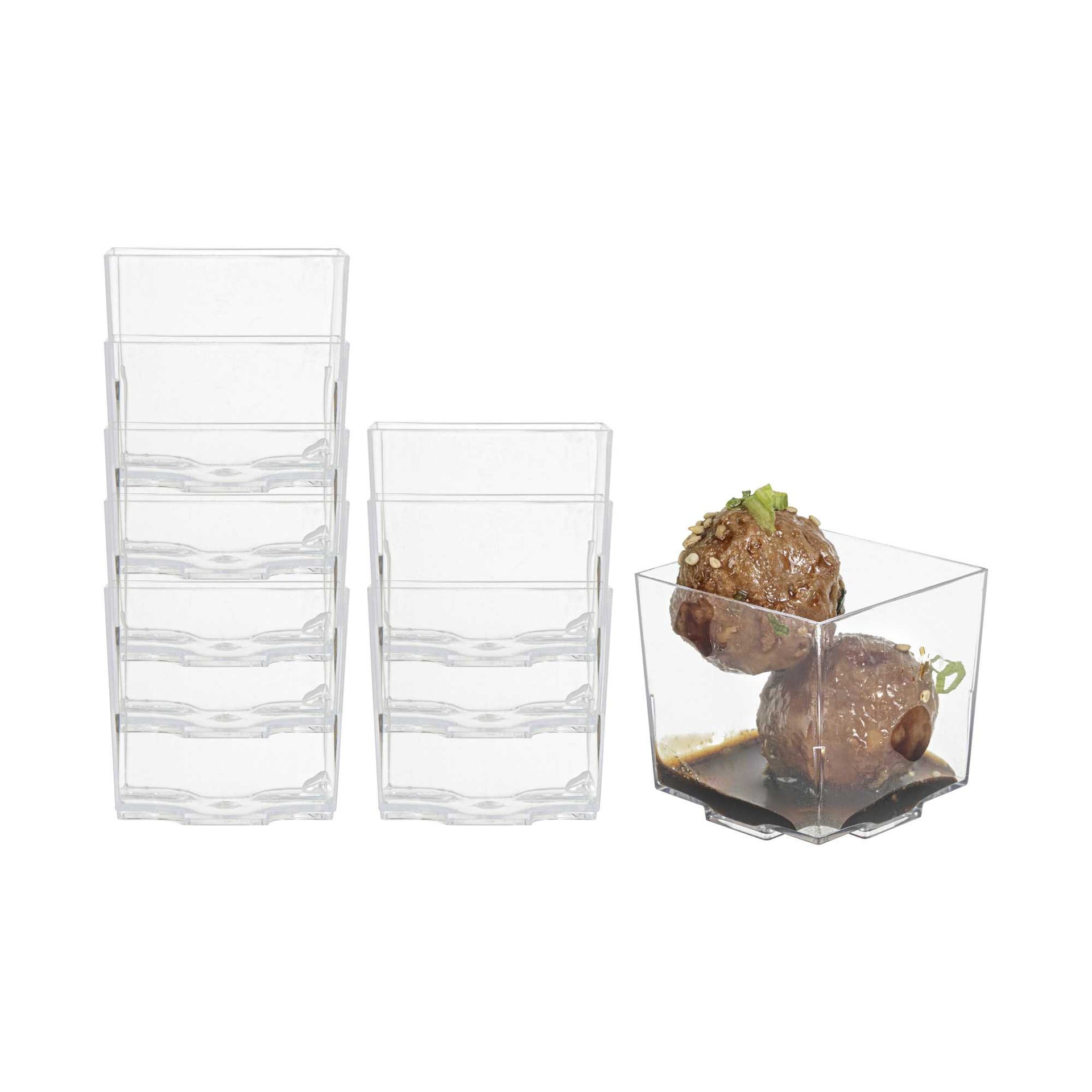 Mini Serve 2 oz Square Clear Plastic Quadrato Cup - 1 3/4" x 1 3/4" x 1 1/2" - 100 count box